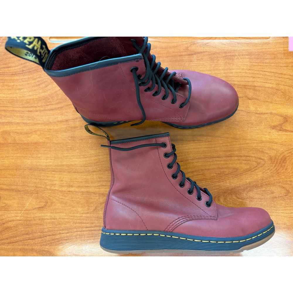 Dr. Martens Newton Cherry Red Temperley Leather 8-Eye Boots US Men 9 Women 10
